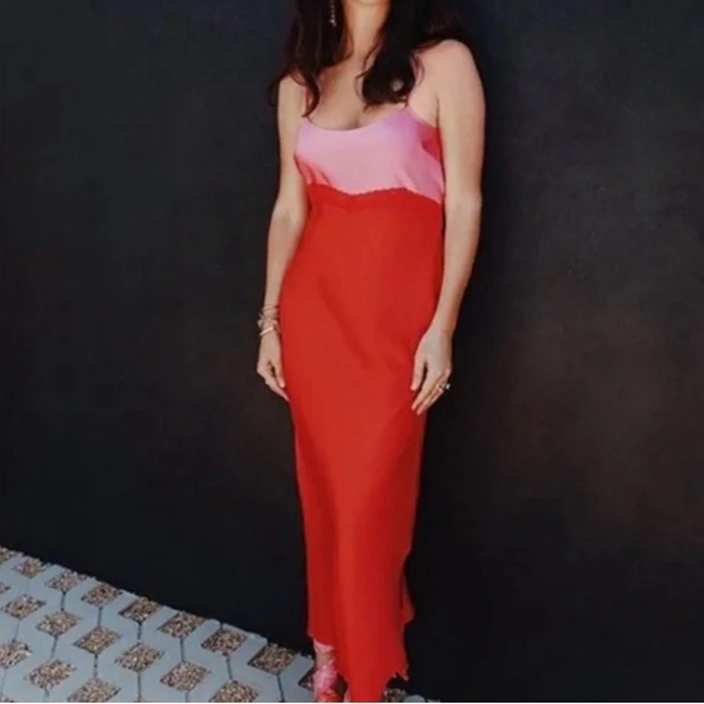Giani Bernini Pink and Red Spaghetti Strap Maxi Dress